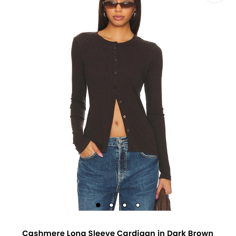 Women's Dark Brown Cashmere Long Sleeve Cardigan